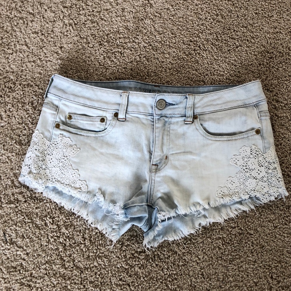 Light wash denim shorts